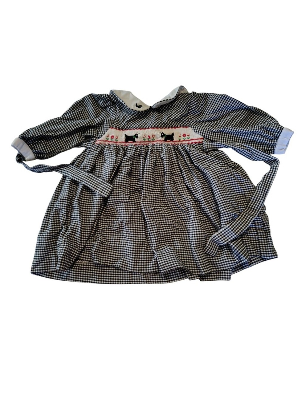 Baby UR It Black White Checkered Scottie Dog Spring Girls Dress Size 18 Months